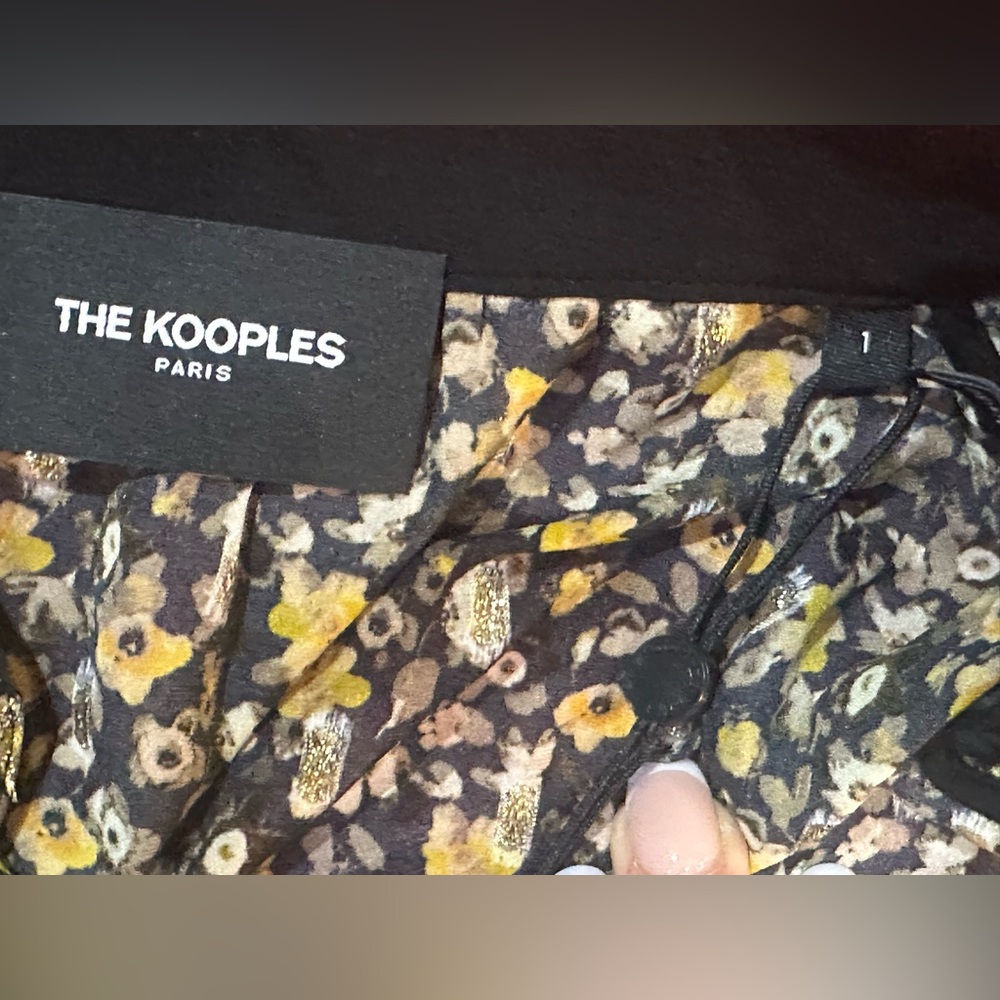 NWT SIZE 1/US S OVERSIZED The Kooples Black and Yellow Floral Blouse - Picture 9 of 13